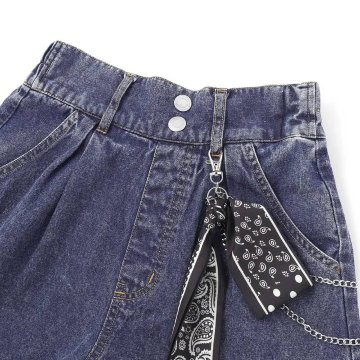 ZIDDY「バンダナ付きデニムショートパンツ」 (140-160cm)  メール便送料198円対応可の画像