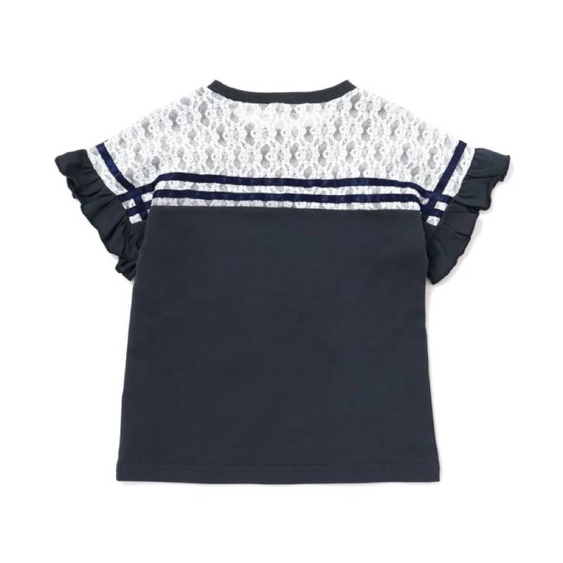 nexchic (ネクシック) 「セーラーカラー風レース切り替えTシャツ」(130-150cm)　メール便送料198円対応の画像