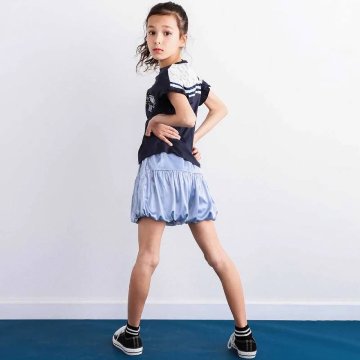 nexchic (ネクシック) 「セーラーカラー風レース切り替えTシャツ」(130-150cm)　メール便送料198円対応の画像