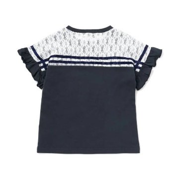 nexchic (ネクシック) 「セーラーカラー風レース切り替えTシャツ」(130-150cm)　メール便送料198円対応の画像
