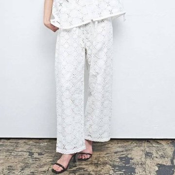 MUUNAA「カットワークレースロングパンツ」FREE   の画像