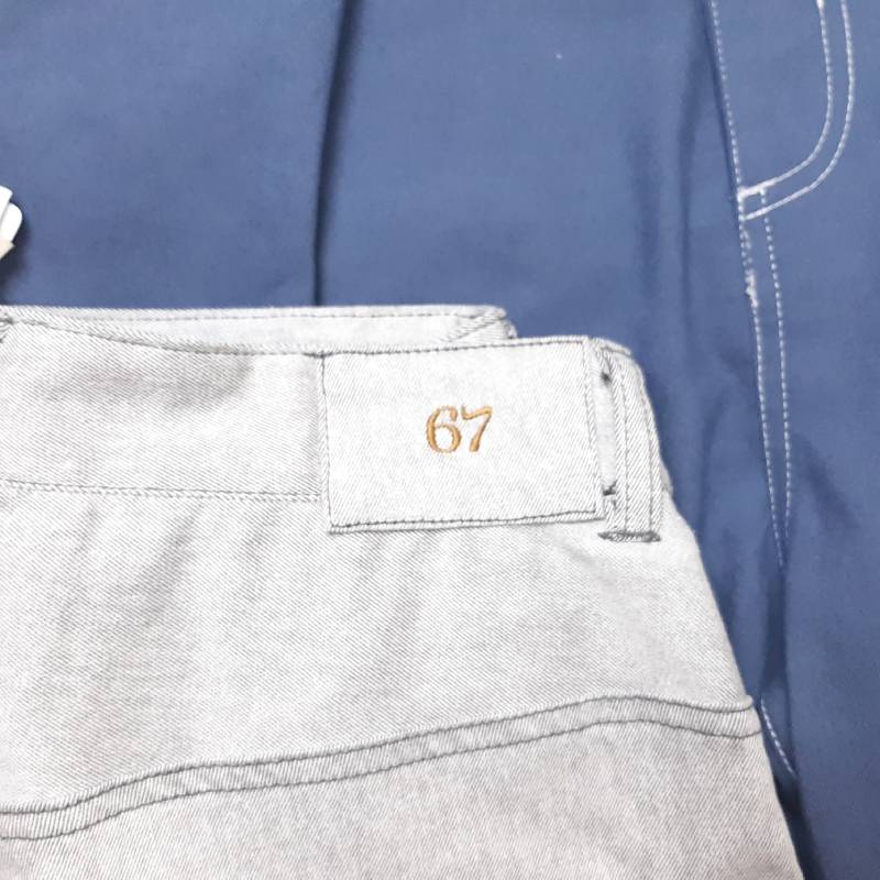 MUUNAA「ストレッチカラーデニムバレルシルエットパンツ」M   の画像