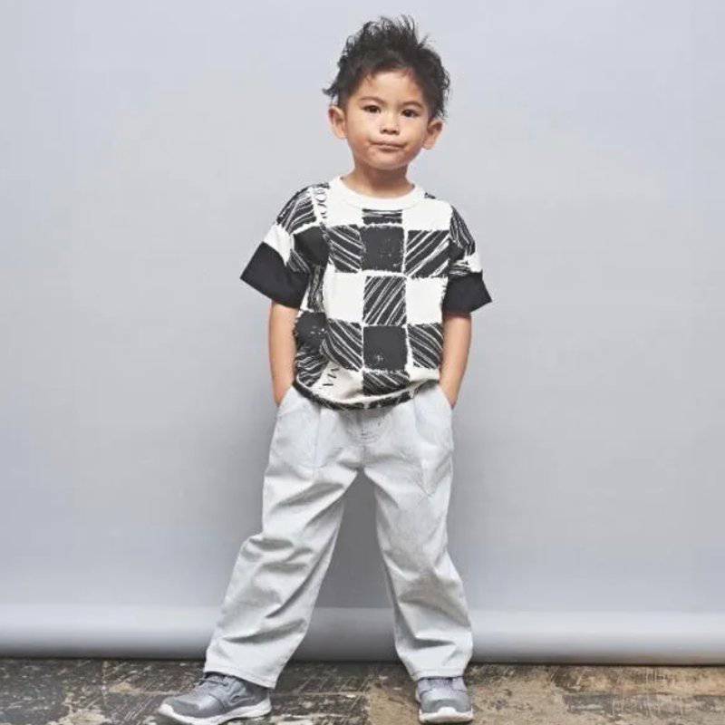 maarook「ブロックチェックプリントTシャツ」(90-130cm)   【メール便送料無料】の画像
