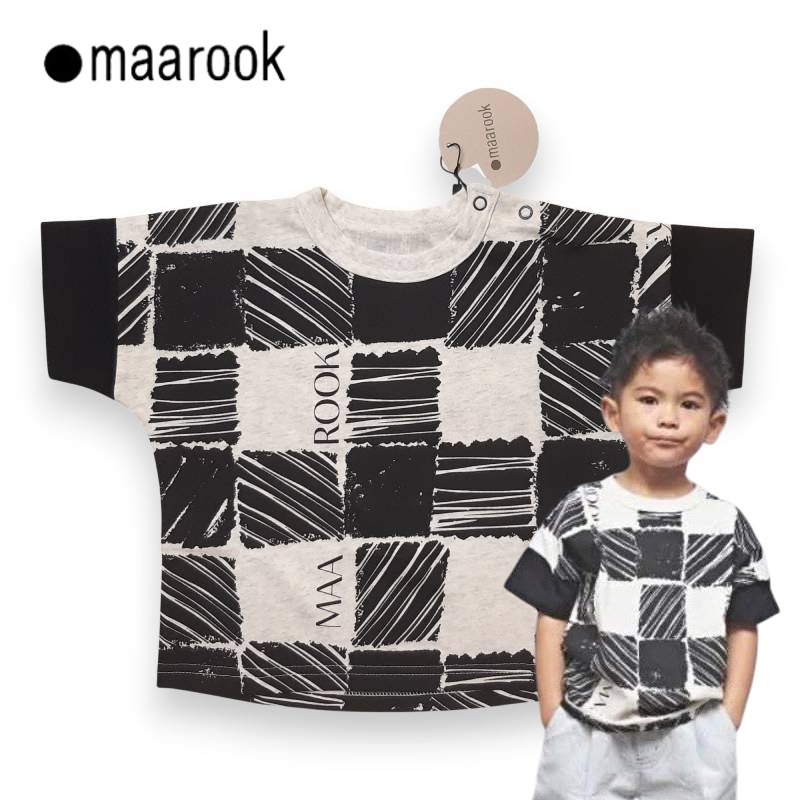 maarook「ブロックチェックプリントTシャツ」(90-130cm)   【メール便送料無料】の画像