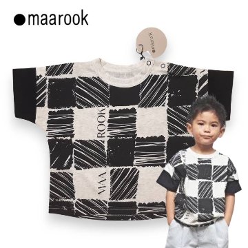 maarook「ブロックチェックプリントTシャツ」(90-130cm)   【メール便送料無料】の画像