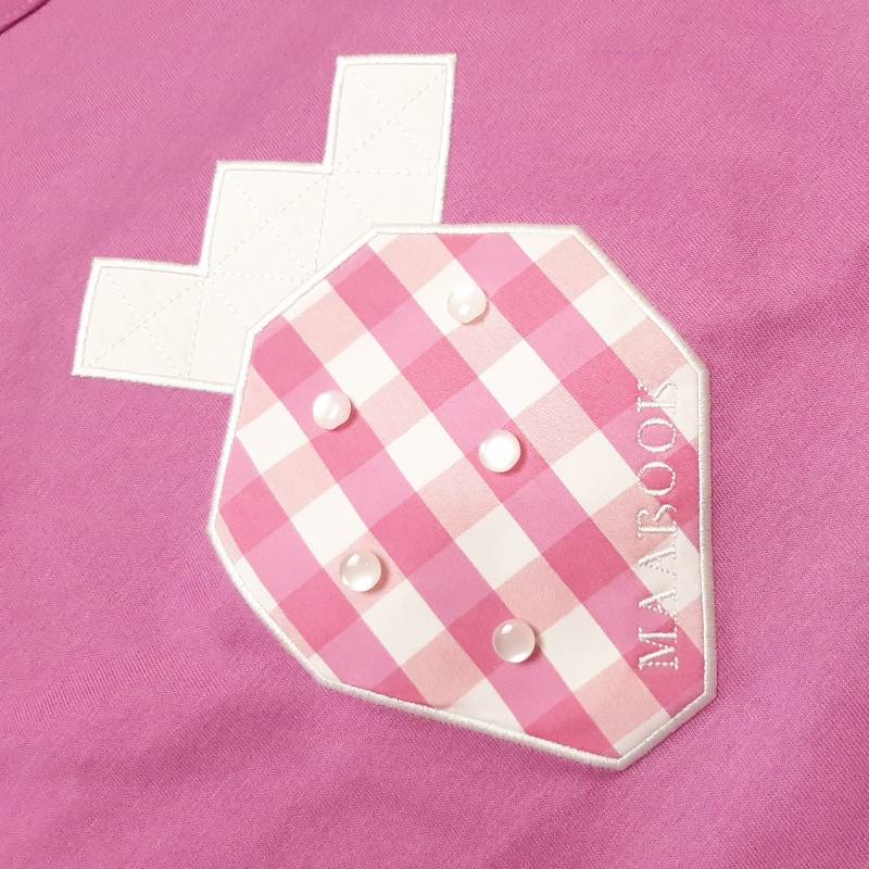maarook「ギンガムイチゴパッチワークTシャツ」(90-130cm)   【メール便送料無料】の画像