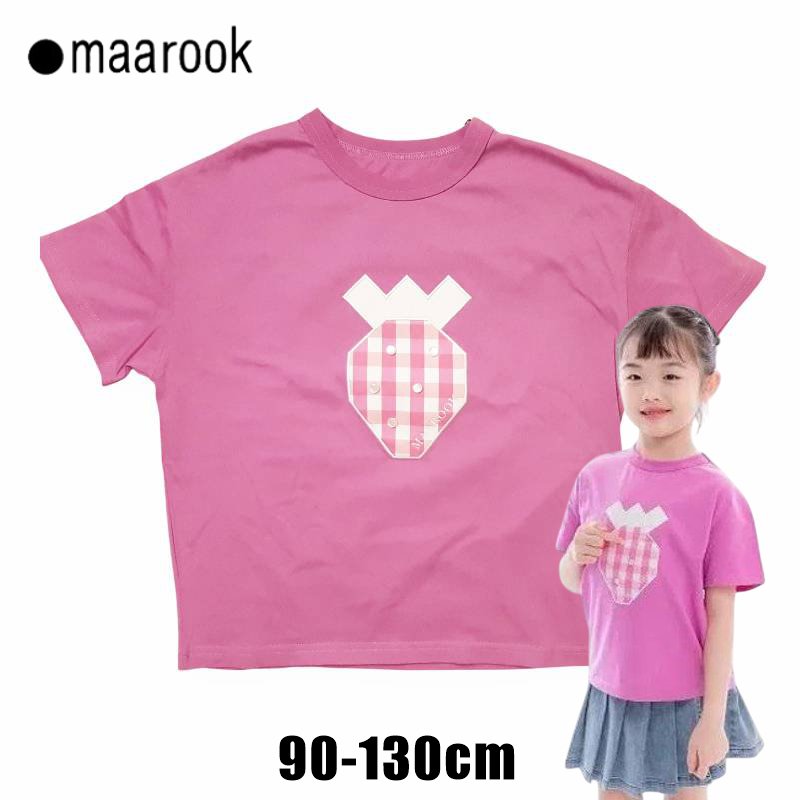 maarook「ギンガムイチゴパッチワークTシャツ」(90-130cm)   【メール便送料無料】の画像