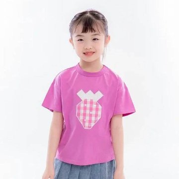 maarook「ギンガムイチゴパッチワークTシャツ」(90-130cm)   【メール便送料無料】の画像