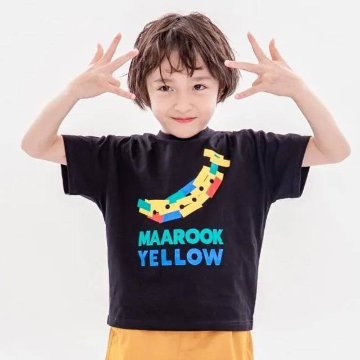 maarook「バナナブロックプリントTシャツ」(90-130cm)   【メール便送料無料】の画像