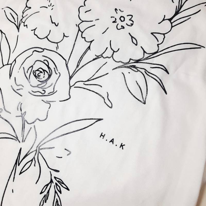 H.A.K 「エッジフローラ箔プリントTシャツ」0-1の画像