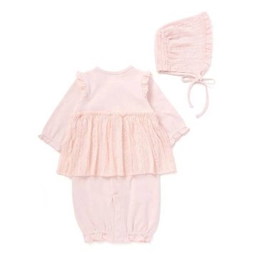 SLAP SLIP baby (スラップスリップ) 「 レース切り替え２WAYロンパース＋帽子セット」(50-70cm)  メール便対応可の画像