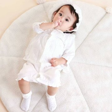 SLAP SLIP baby (スラップスリップ) 「 レース切り替え２WAYロンパース＋帽子セット」(50-70cm)  メール便対応可の画像