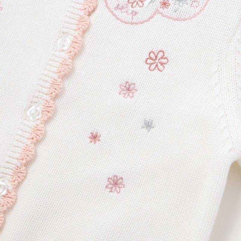 SLAP SLIP baby (スラップスリップ) 「 フラワー刺繍コットンニットカーディガン」(70-80cm)  メール便対応可の画像