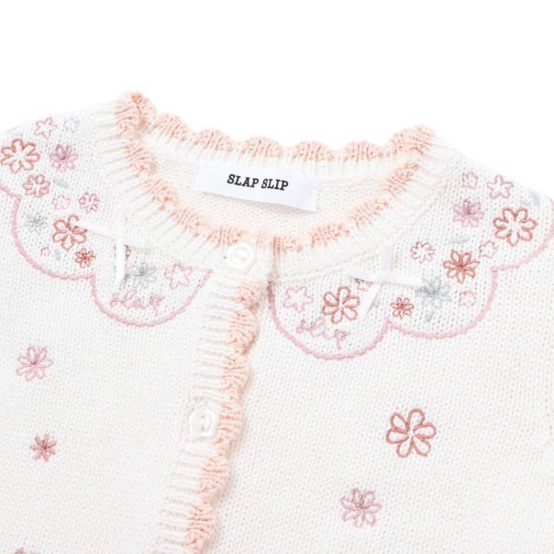 SLAP SLIP baby (スラップスリップ) 「 フラワー刺繍コットンニットカーディガン」(70-80cm)  メール便対応可の画像
