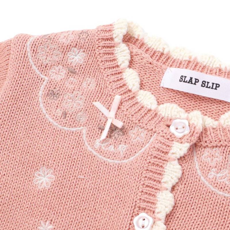 SLAP SLIP baby (スラップスリップ) 「 フラワー刺繍コットンニットカーディガン」(70-80cm)  メール便対応可の画像