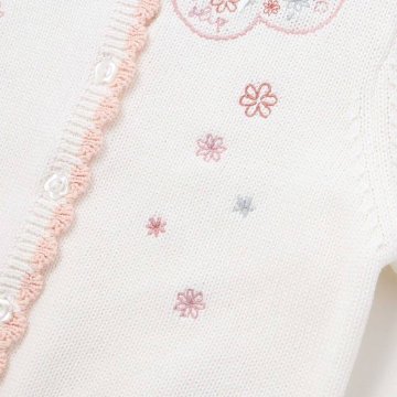SLAP SLIP baby (スラップスリップ) 「 フラワー刺繍コットンニットカーディガン」(70-80cm)  メール便対応可の画像