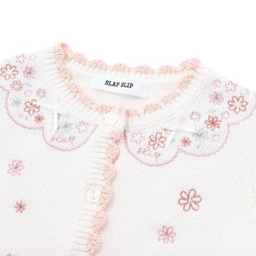 SLAP SLIP baby (スラップスリップ) 「 フラワー刺繍コットンニットカーディガン」(70-80cm)  メール便対応可の画像