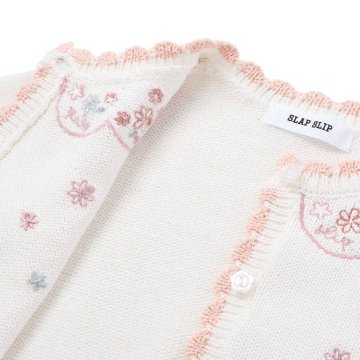 SLAP SLIP baby (スラップスリップ) 「 フラワー刺繍コットンニットカーディガン」(70-80cm)  メール便対応可の画像