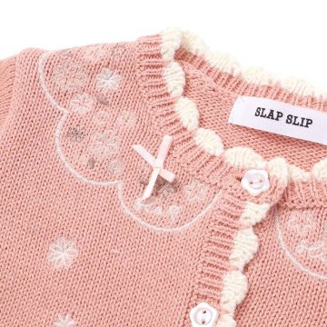 SLAP SLIP baby (スラップスリップ) 「 フラワー刺繍コットンニットカーディガン」(70-80cm)  メール便対応可の画像