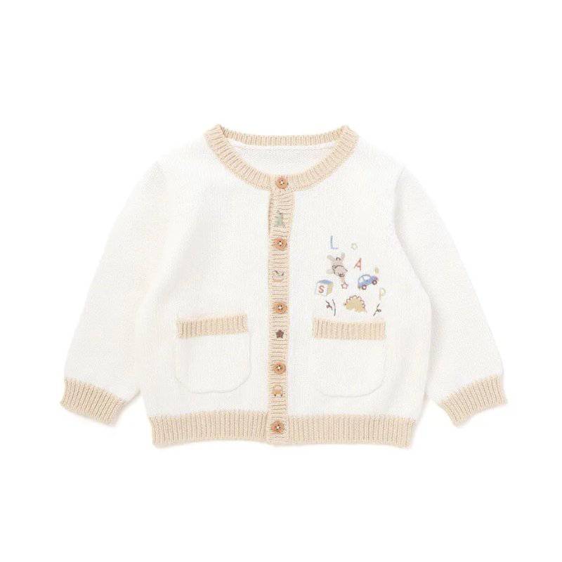 SLAP SLIP baby (スラップスリップ) 「 おもちゃ刺繍コットンニットカーディガン」(70-80cm)  メール便対応可の画像