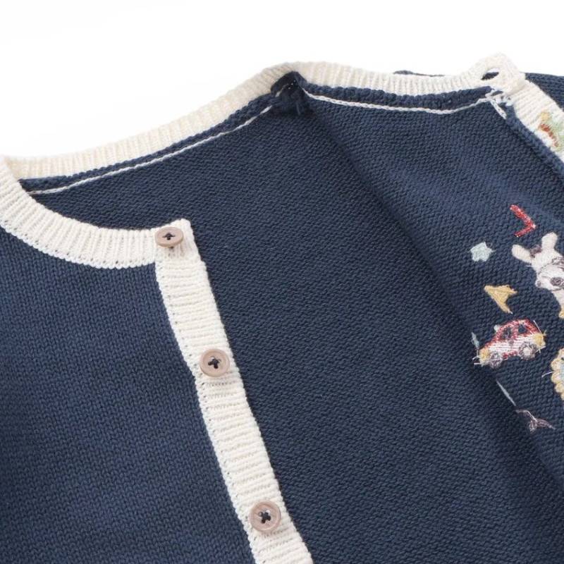SLAP SLIP baby (スラップスリップ) 「 おもちゃ刺繍コットンニットカーディガン」(70-80cm)  メール便対応可の画像