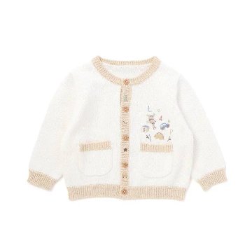 SLAP SLIP baby (スラップスリップ) 「 おもちゃ刺繍コットンニットカーディガン」(70-80cm)  メール便対応可の画像