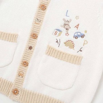 SLAP SLIP baby (スラップスリップ) 「 おもちゃ刺繍コットンニットカーディガン」(70-80cm)  メール便対応可の画像