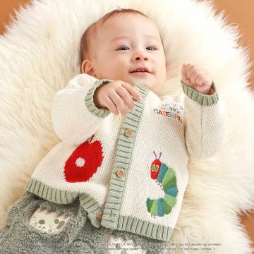 SLAP SLIP baby (スラップスリップ) 「【絵本コラボ はらぺこあおむし】ニットカーディガン」(70-80cm)  メール便対応可の画像