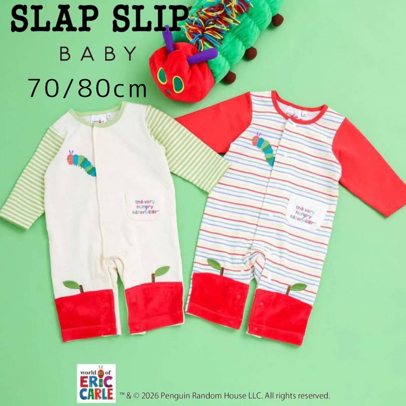 SLAP SLIP baby (スラップスリップ) 「 【絵本コラボ はらぺこあおむし】ミニ裏毛ロンパース」(70-80cm)  メール便対応可の画像