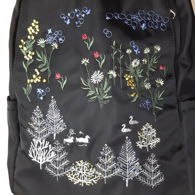SUPER HAKKA glanta「花舞う森辺刺繍ラウンドリュック」Fの画像