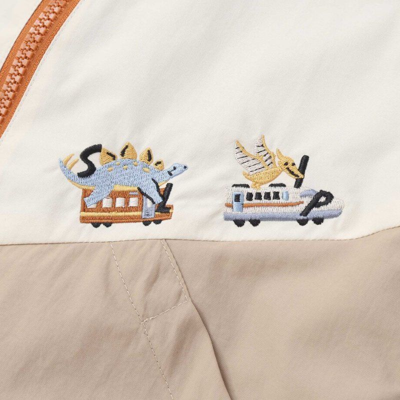 SLAP SLIP(スラップスリップ) 「フード付き恐竜＆乗り物刺繍タフタリバーシブルラグランジャケットboys」(80-130cm) の画像