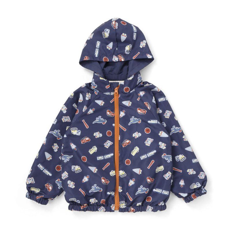 SLAP SLIP(スラップスリップ) 「フード付き恐竜＆乗り物刺繍タフタリバーシブルラグランジャケットboys」(80-130cm) の画像