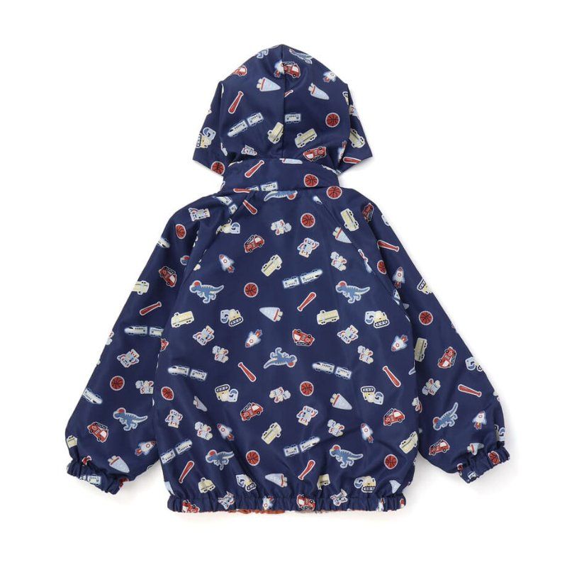 SLAP SLIP(スラップスリップ) 「フード付き恐竜＆乗り物刺繍タフタリバーシブルラグランジャケットboys」(80-130cm) の画像