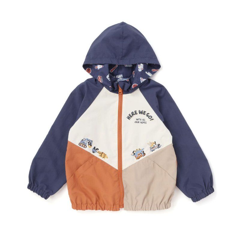 SLAP SLIP(スラップスリップ) 「フード付き恐竜＆乗り物刺繍タフタリバーシブルラグランジャケットboys」(80-130cm) の画像