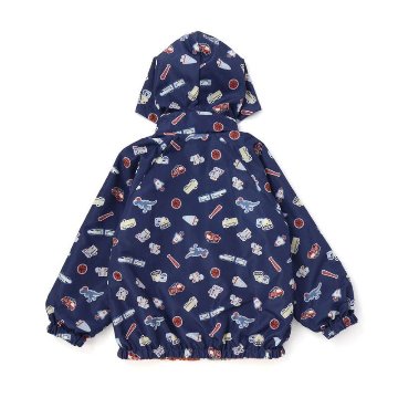 SLAP SLIP(スラップスリップ) 「フード付き恐竜＆乗り物刺繍タフタリバーシブルラグランジャケットboys」(80-130cm) の画像