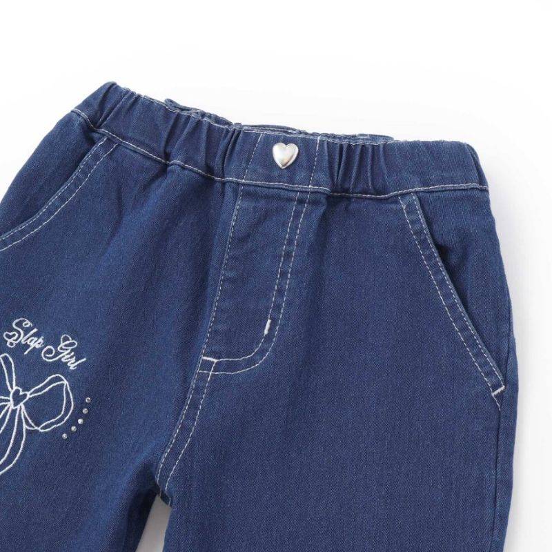 SLAP SLIP(スラップスリップ) 「リボン刺繍＆バックリボンストレッチデニムパンツ」(100-130cm) 【メール便送料198円対応】の画像