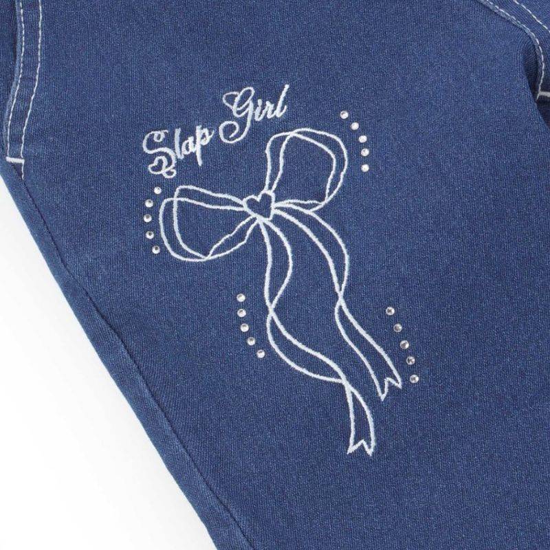 SLAP SLIP(スラップスリップ) 「リボン刺繍＆バックリボンストレッチデニムパンツ」(100-130cm) 【メール便送料198円対応】の画像