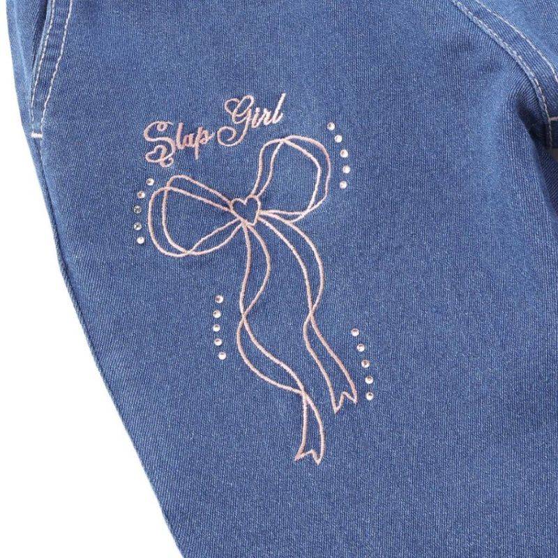 SLAP SLIP(スラップスリップ) 「リボン刺繍＆バックリボンストレッチデニムパンツ」(100-130cm) 【メール便送料198円対応】の画像