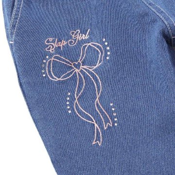 SLAP SLIP(スラップスリップ) 「リボン刺繍＆バックリボンストレッチデニムパンツ」(100-130cm) 【メール便送料198円対応】の画像