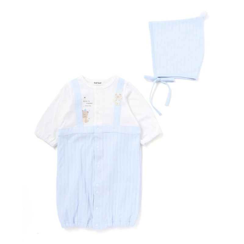 SLAP SLIP baby (スラップスリップ) 「 セットアップ風切り替え２WAYロンパース＋帽子セット」(50-70cm)  メール便対応可の画像