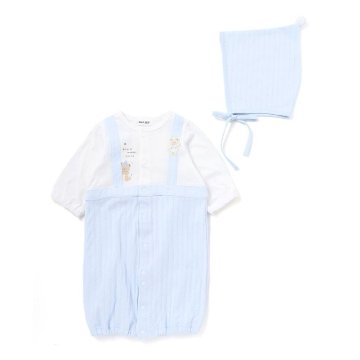 SLAP SLIP baby (スラップスリップ) 「 セットアップ風切り替え２WAYロンパース＋帽子セット」(50-70cm)  メール便対応可の画像