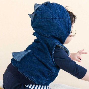 SLAP SLIP baby (スラップスリップ) 「 フード付きキルティング恐竜ベスト」(70-80cm)  の画像