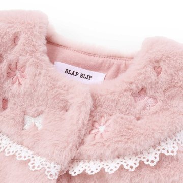 SLAP SLIP baby (スラップスリップ) 「 リボン＆フラワー刺繍ファーベスト」(70-80cm)  メール便対応可の画像