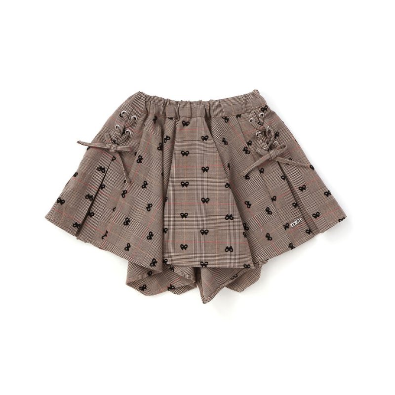 nexchic (ネクシック) 「チェック柄サイドレースアップギャザースカパン」(130-150cm) の画像