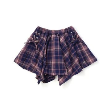 nexchic (ネクシック) 「チェック柄サイドレースアップギャザースカパン」(130-150cm) の画像