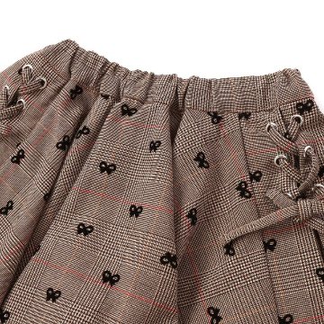 nexchic (ネクシック) 「チェック柄サイドレースアップギャザースカパン」(130-150cm) の画像