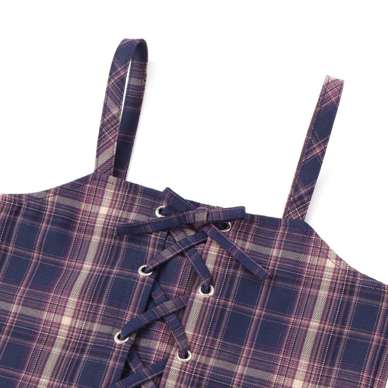 nexchic (ネクシック) 「チェック柄ビスチェ＋Tシャツセット」(110-150cm) の画像