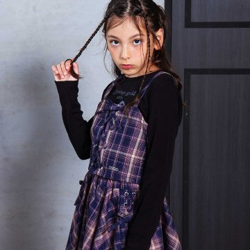 nexchic (ネクシック) 「チェック柄ビスチェ＋Tシャツセット」(110-150cm) の画像
