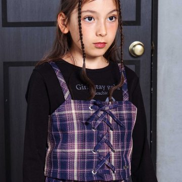 nexchic (ネクシック) 「チェック柄ビスチェ＋Tシャツセット」(110-150cm) の画像