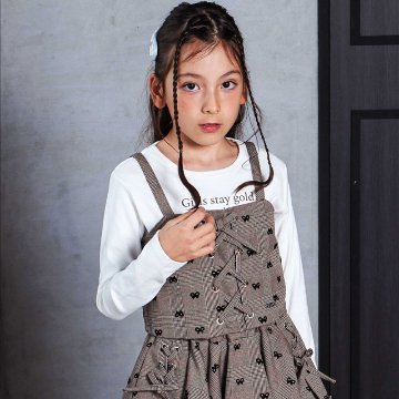 nexchic (ネクシック) 「チェック柄ビスチェ＋Tシャツセット」(110-150cm) の画像